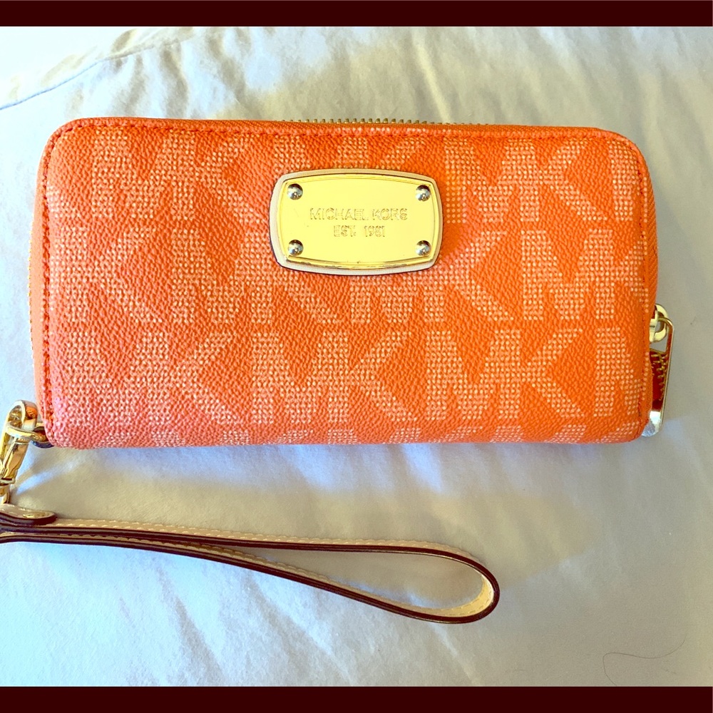 Orange Michael Kors Wallet/Wristlet